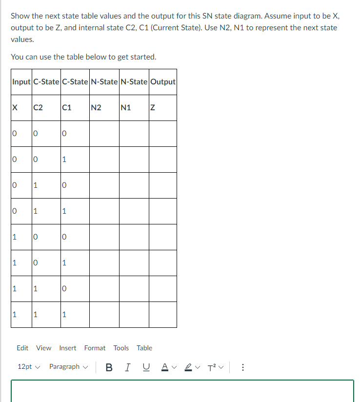 Solved The following is an SN state diagram representing a | Chegg.com