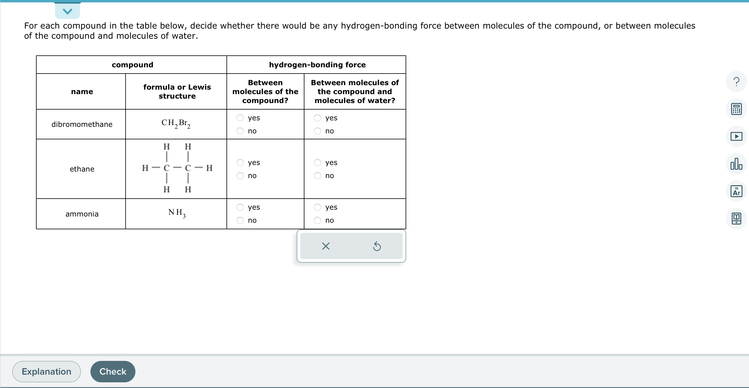 Solved For each compound in the table below, decide whether | Chegg.com