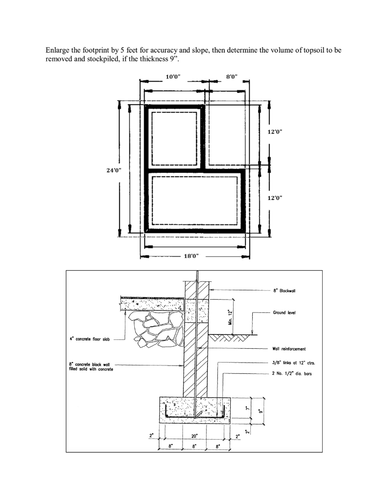 Solved Enlarge the footprint by 5 feet for accuracy and | Chegg.com