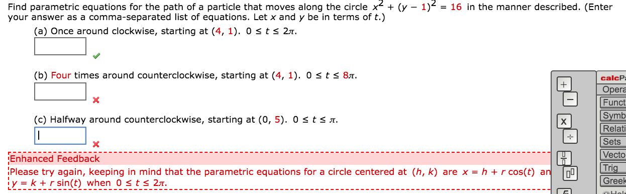 Solved Find parametric equations for the path of a particle | Chegg.com