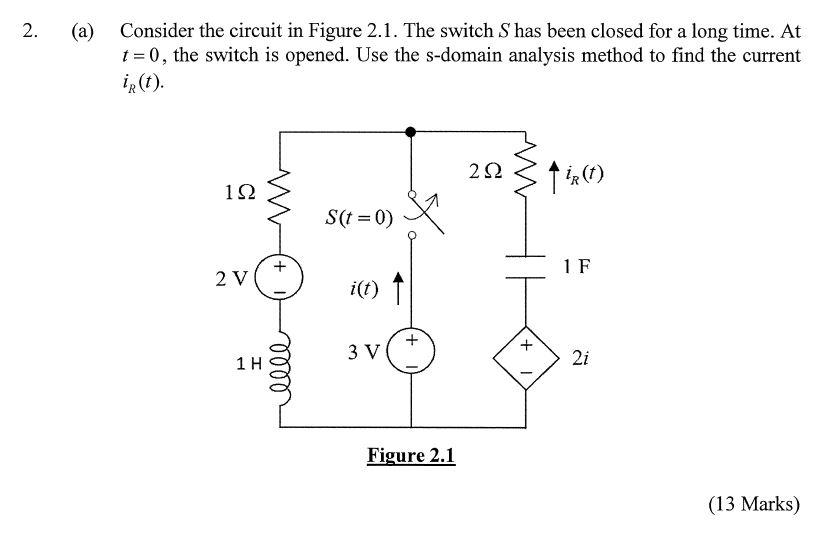 Solved 2. (a) Consider the circuit in Figure 2.1. The switch | Chegg.com