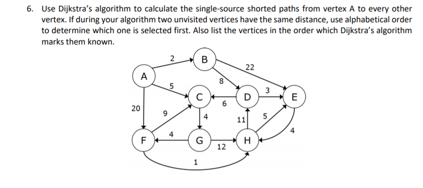 Solved 6. Use Dijkstra's algorithm to calculate the | Chegg.com