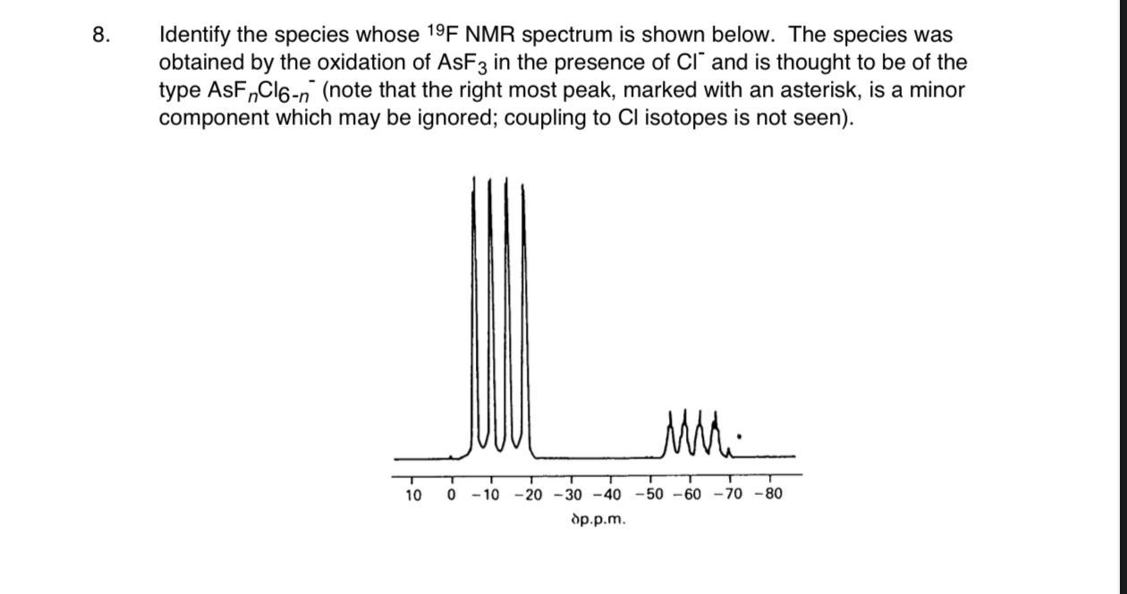 Solved 8. Identify the species whose 19F NMR spectrum is | Chegg.com