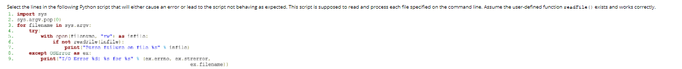Solved Select the lines in the following Python script that | Chegg.com