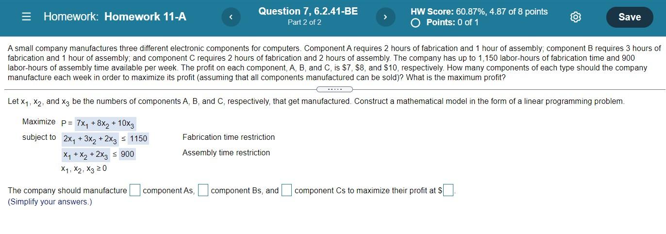 Solved = Homework: Homework 11-A Question 7, 6.2.41-BE Part | Chegg.com