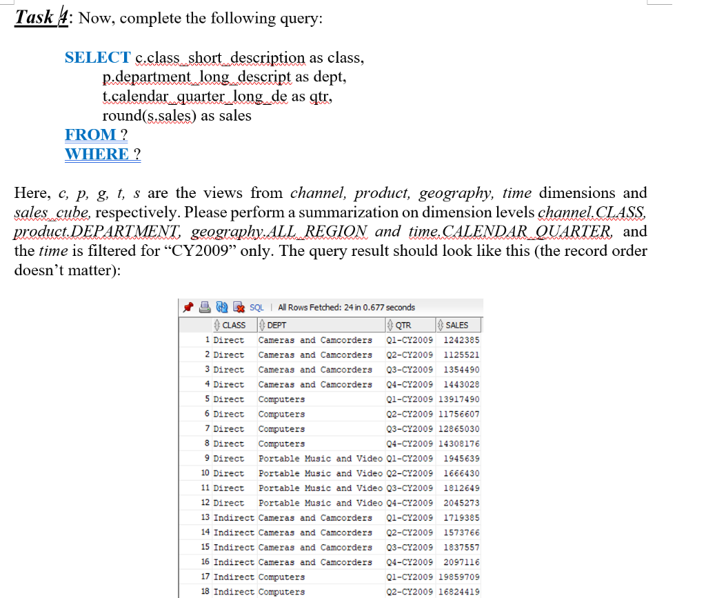 Solved Task 4: Now, complete the following query: SELECT | Chegg.com