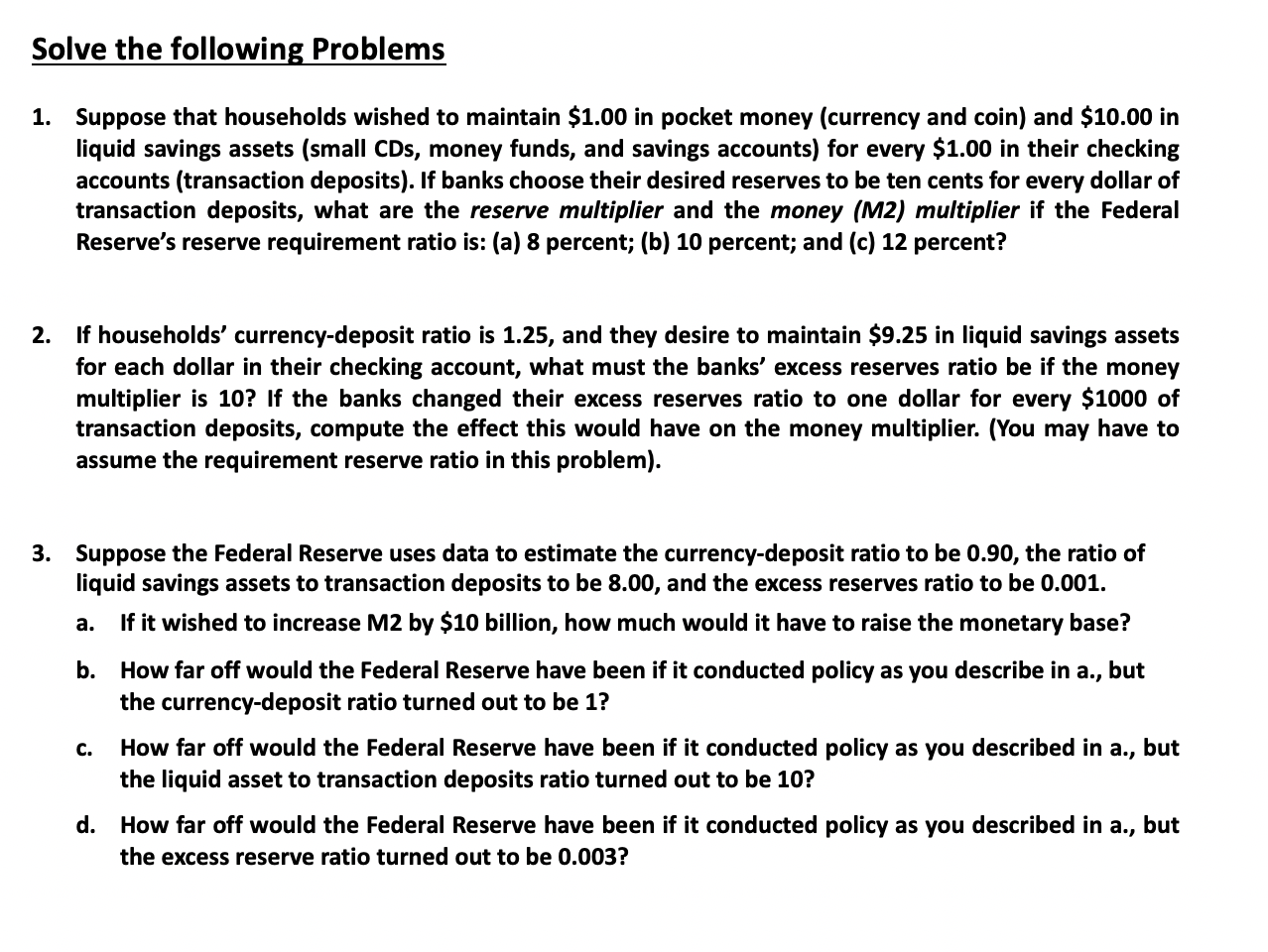 Solved Solve The Following Problems 1. Suppose That | Chegg.com