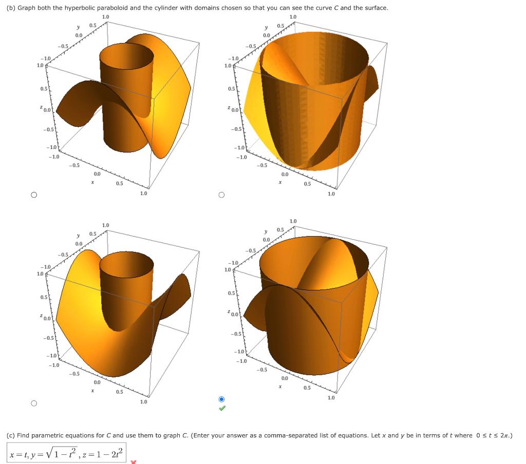 Solved (b) Graph both the hyperbolic paraboloid and the | Chegg.com