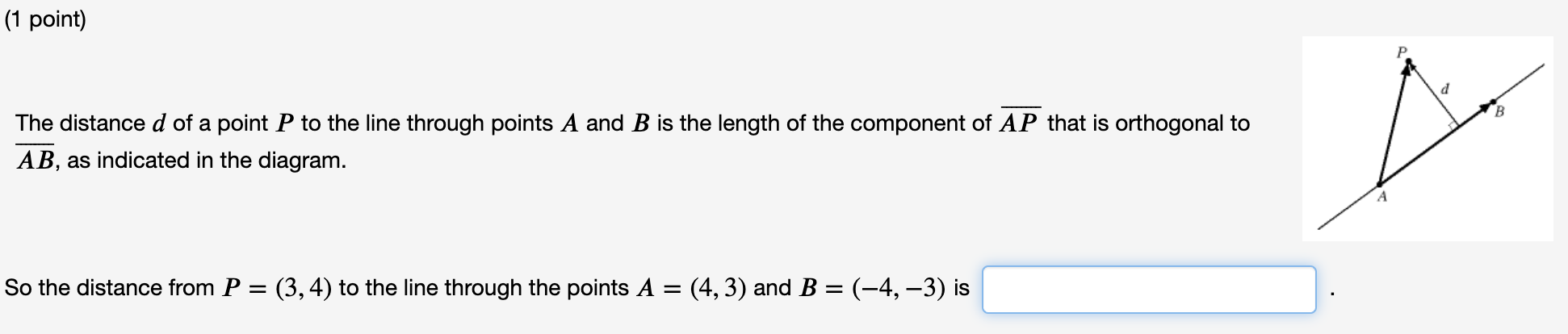Solved The distance d of a point P to the line through | Chegg.com