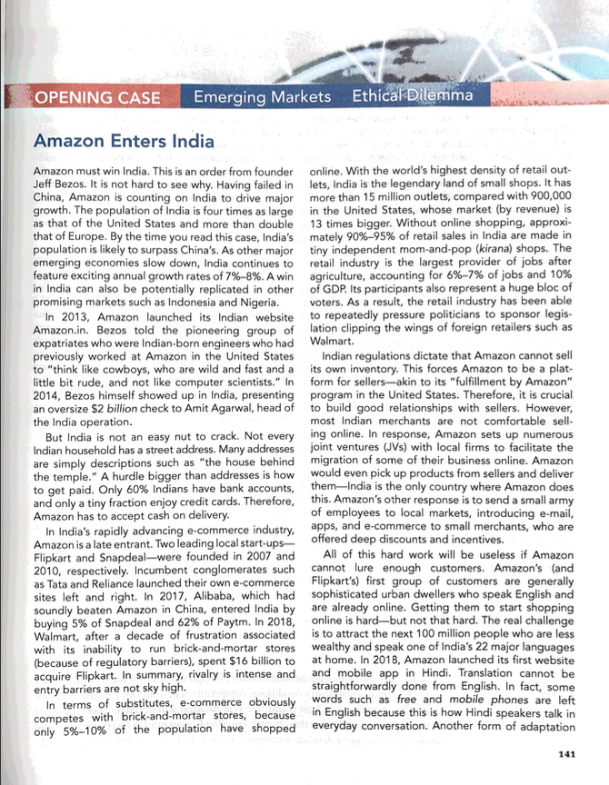 Solved OPENING CASE Emerging Markets Ethical Dilemma Amazon | Chegg.com