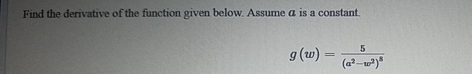 Solved Find the derivative of the function given below. | Chegg.com