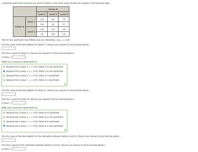 Solved A Factorial Experiment Involving Two Levels Of Factor | Chegg.com