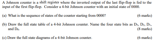 Solved A Johnson counter is a shift register where the | Chegg.com
