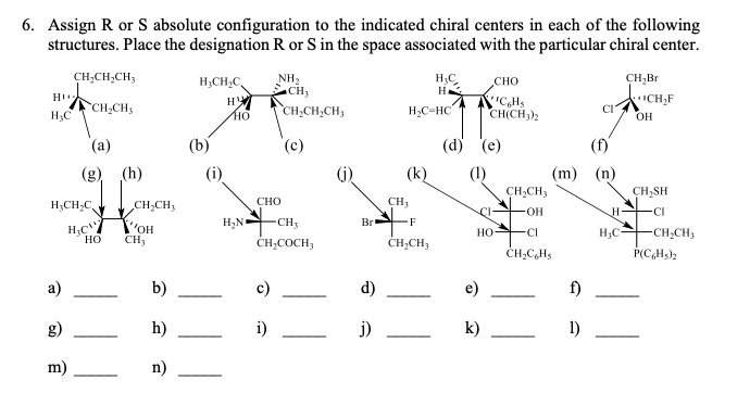 Solved 6 Assign R Or S Absolute Configuration To The Ind Chegg Com