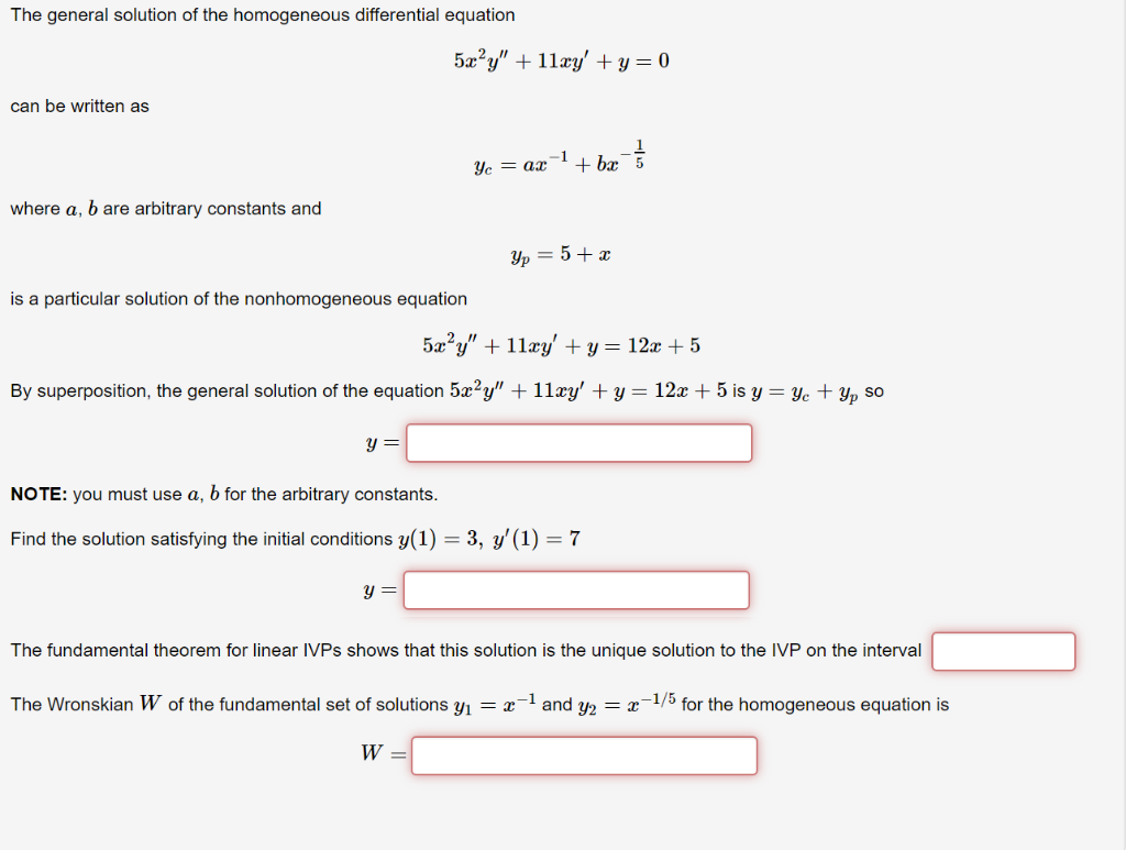 Solved The general solution of the homogeneous differential | Chegg.com