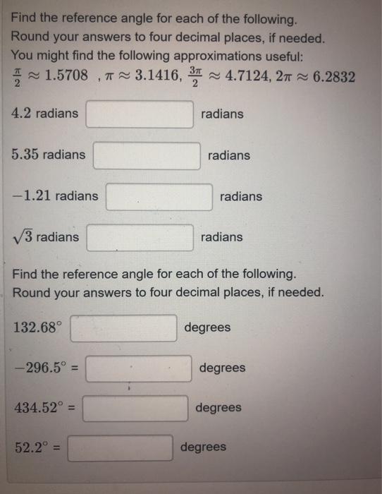 Solved Find the reference angle for each of the following. | Chegg.com