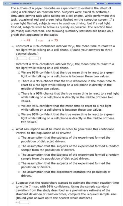Solved The authors of a paper describe an experiment to | Chegg.com