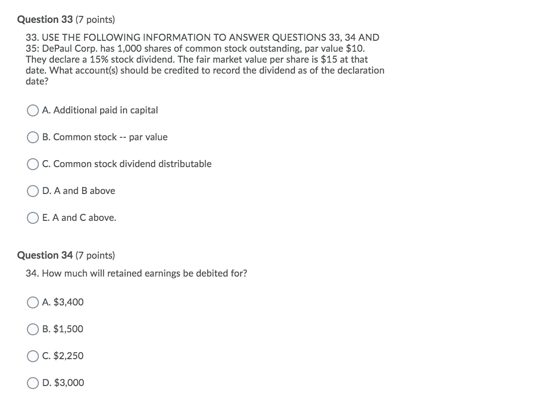 Solved Question 33 (7 points) 33. USE THE FOLLOWING | Chegg.com
