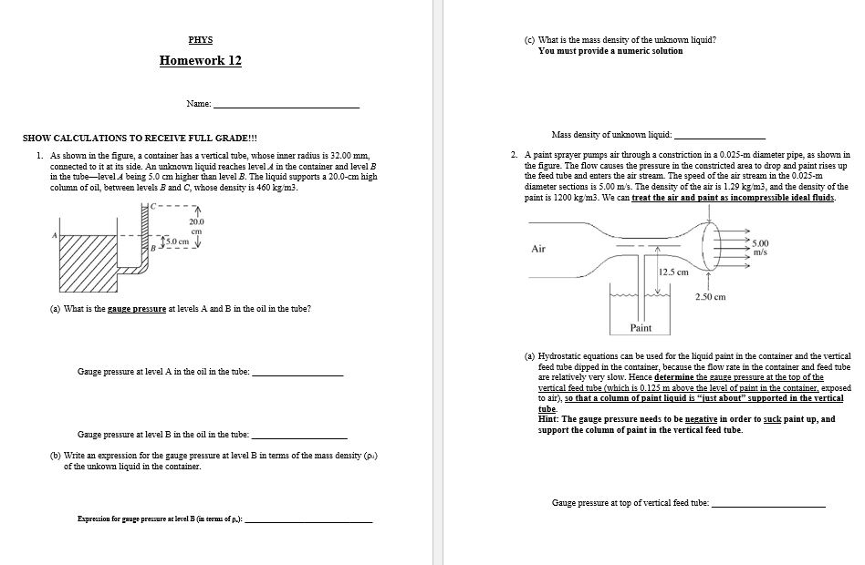 Solved PHYS (c) What is the mass density of the unknown | Chegg.com
