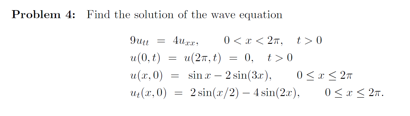 Solved Problem 4: Find the solution of the wave equation | Chegg.com