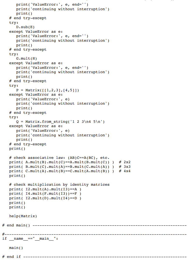 Solved # Matrix.py Matrix.py This module provides functions | Chegg.com