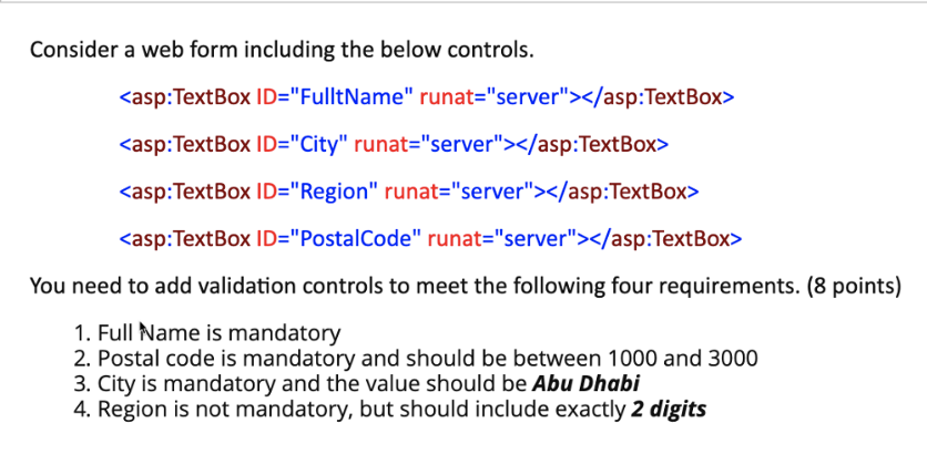 Solved Consider a web form including the below controls. | Chegg.com