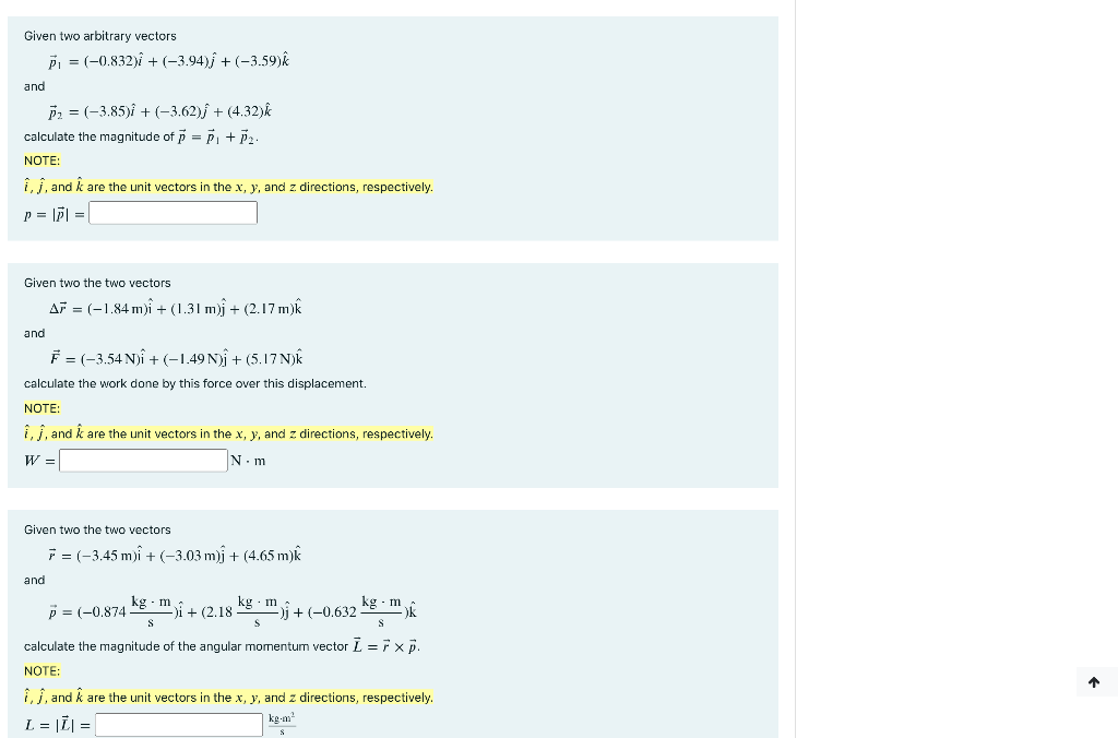 Solved Given Two Arbitrary Vectors P 0 2 I 3 94 Chegg Com