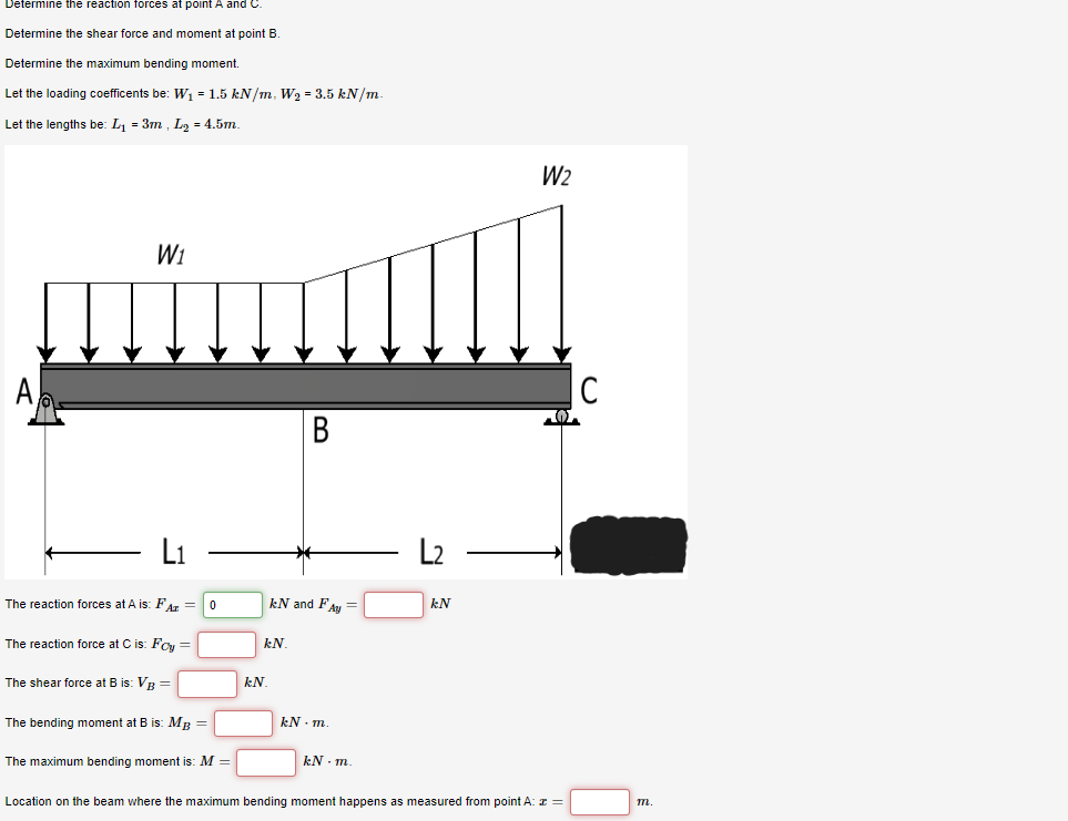 Solved Determine the reaction forces at point A and C. | Chegg.com