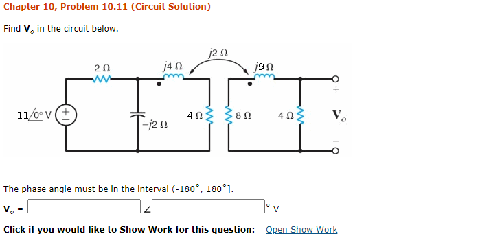Solved Chapter 10, Problem 10.11 (Circuit Solution) Find V, | Chegg.com
