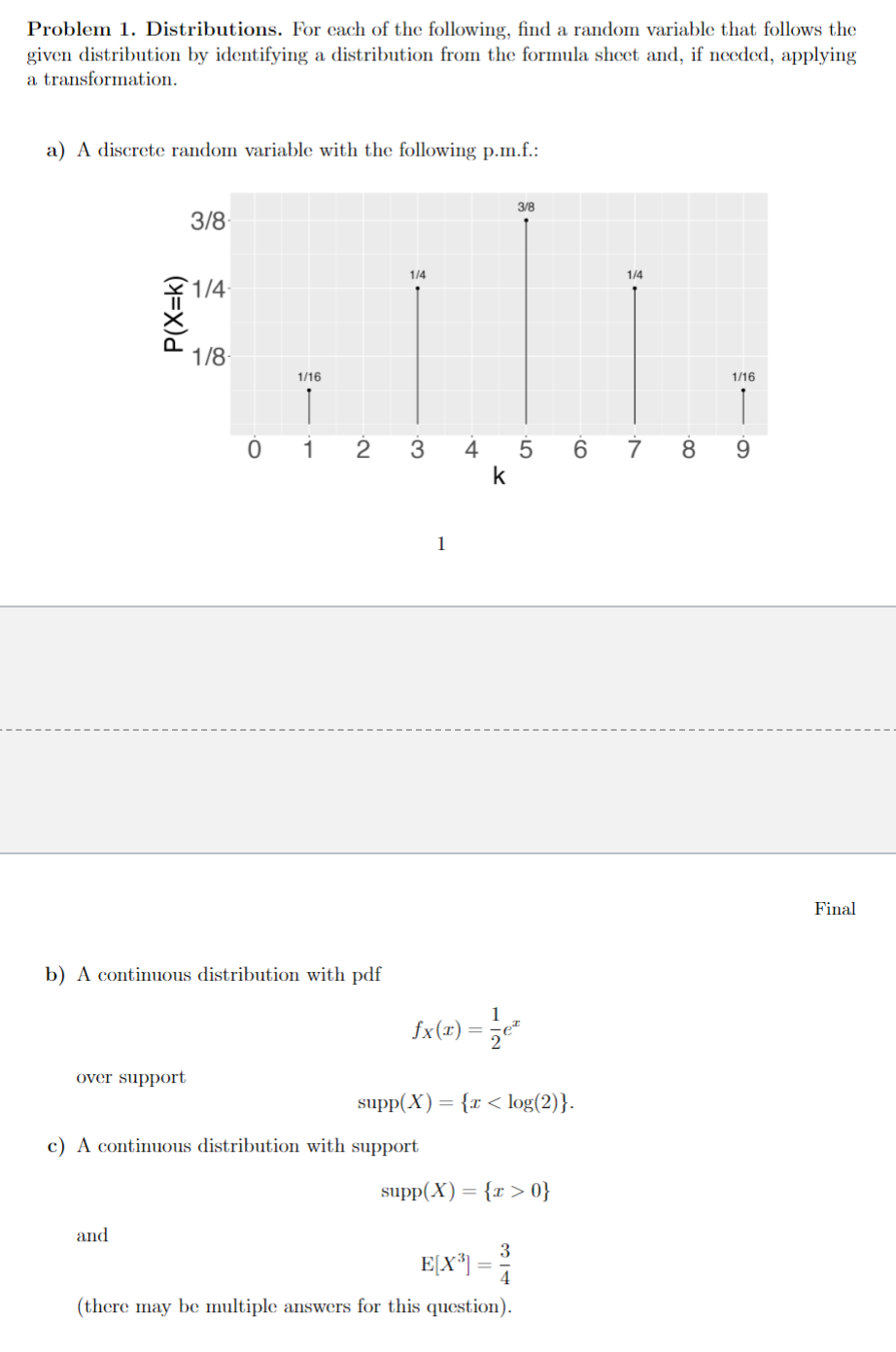 Solved Problem 1. ﻿Distributions. For Each Of The Following, | Chegg.com