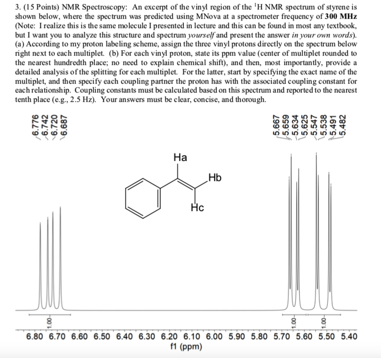 Solved 3. (15 Points) NMR Spectroscopy: An Excerpt Of The | Chegg.com