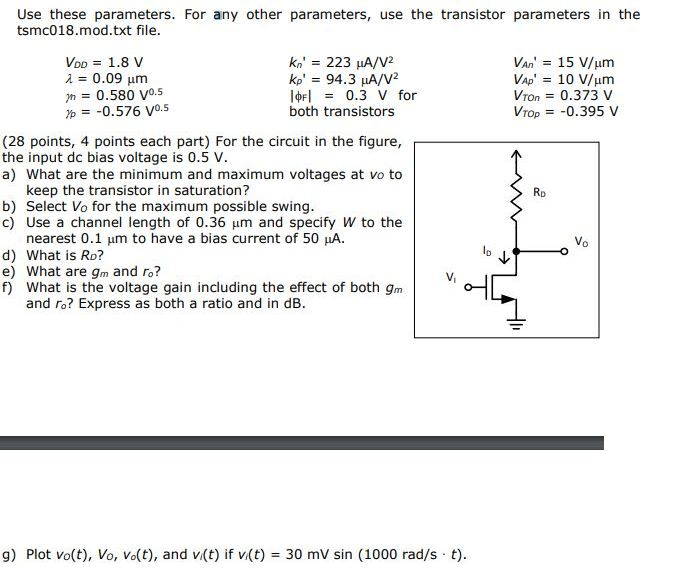 Solved Use These Parameters. For Any Other Parameters, Use | Chegg.com