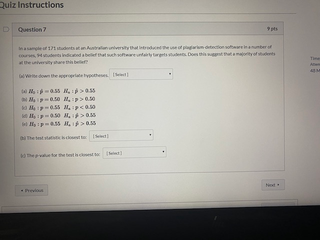 Solved Ruiz Instructions Question 7 9 pts In a sample of 171 | Chegg.com