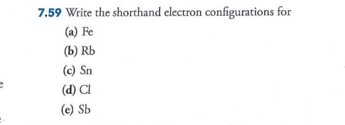 Solved 7.59 Write the shorthand electron configurations for | Chegg.com