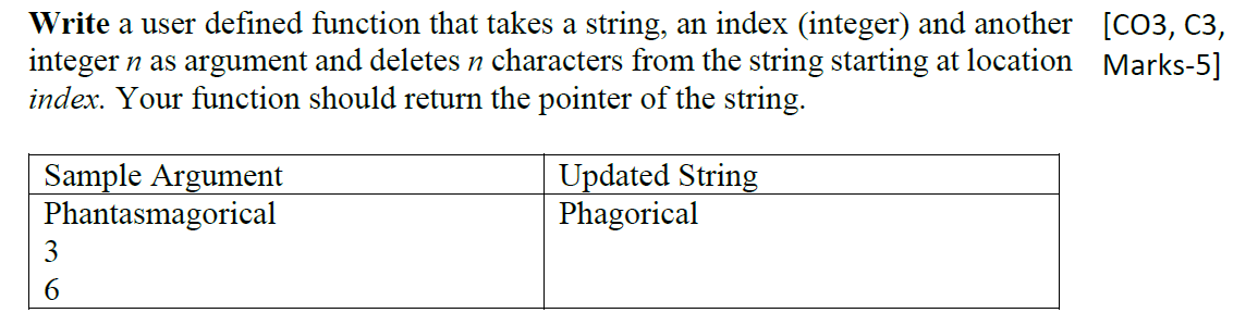 Solved Write a user defined function that takes a string, an | Chegg.com