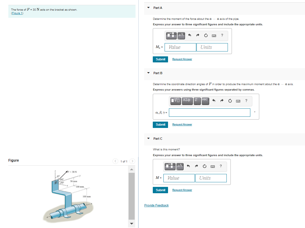 Solved Part A The Force Of F - 30 N Acts On The Bracket As | Chegg.com