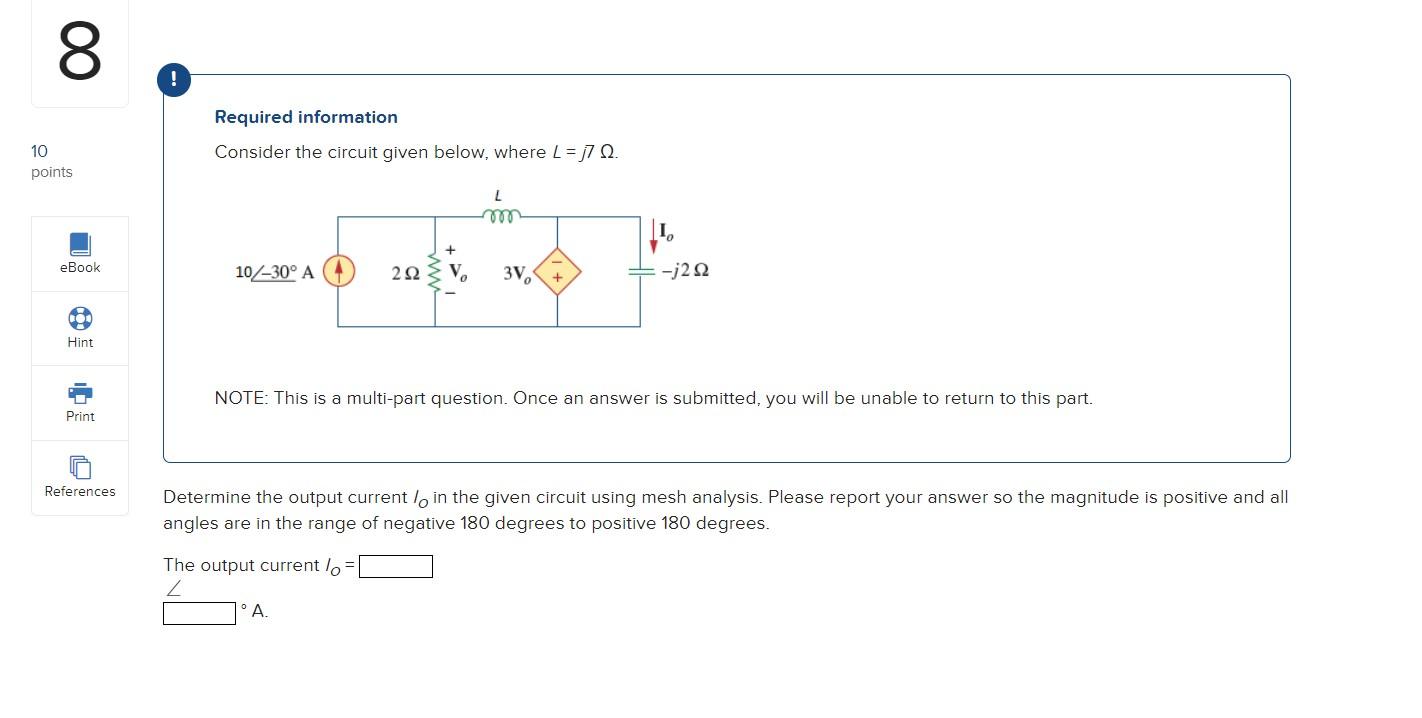 Solved 00 ! Required information 10 points Consider the | Chegg.com