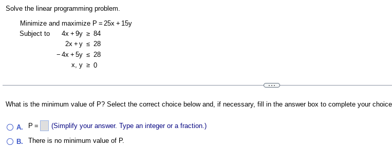 Solved Solve the linear programming problem. Minimize and | Chegg.com