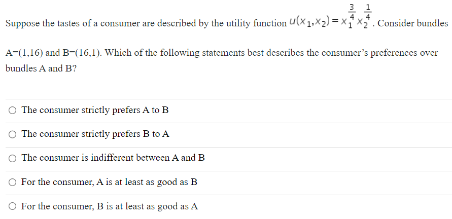 Solved Suppose The Tastes Of A Consumer Are Described By The | Chegg.com