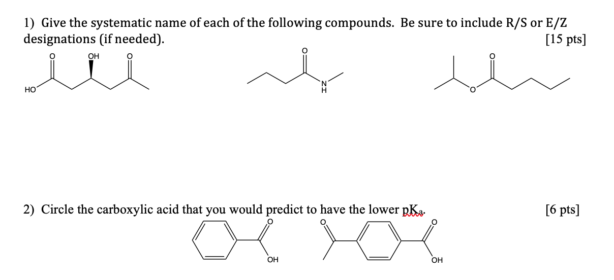 Solved 1.) Give the systematic name of each of the | Chegg.com