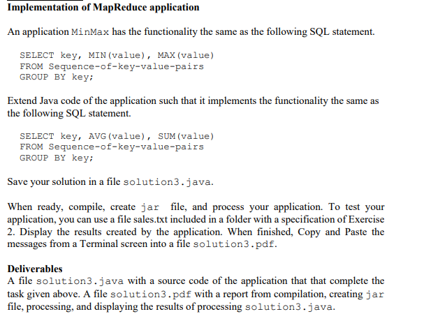 Solved Implementation Of Mapreduce Application An Chegg Com
