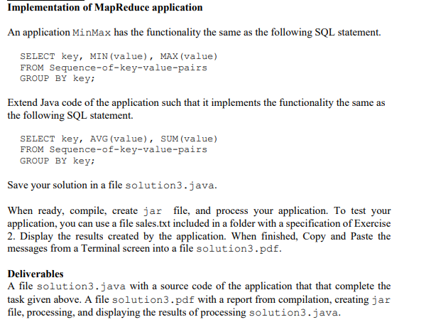 Solved Implementation Of MapReduce Application An Chegg Com