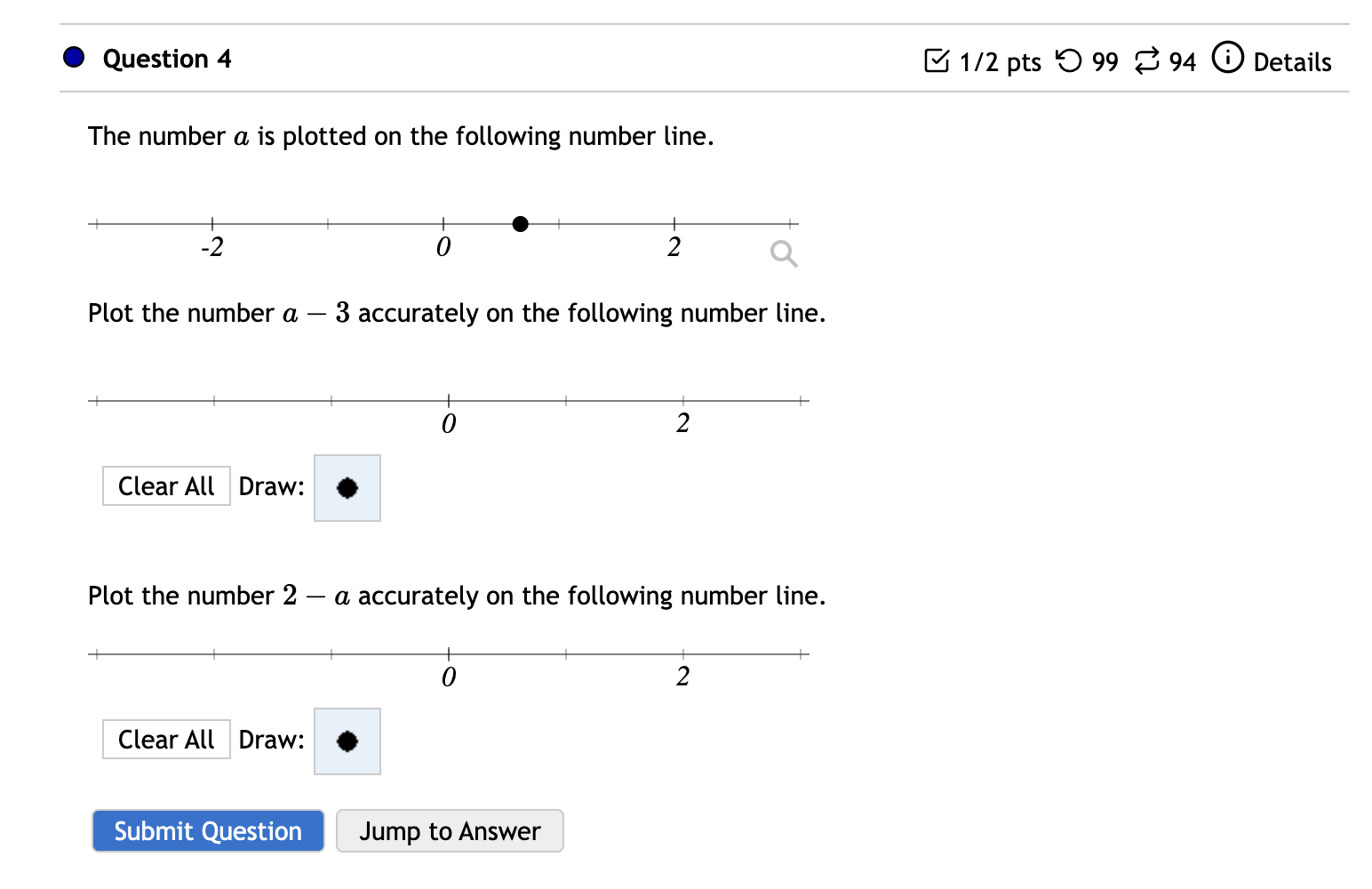 plot 7 8 and 2 3 4 on a number line