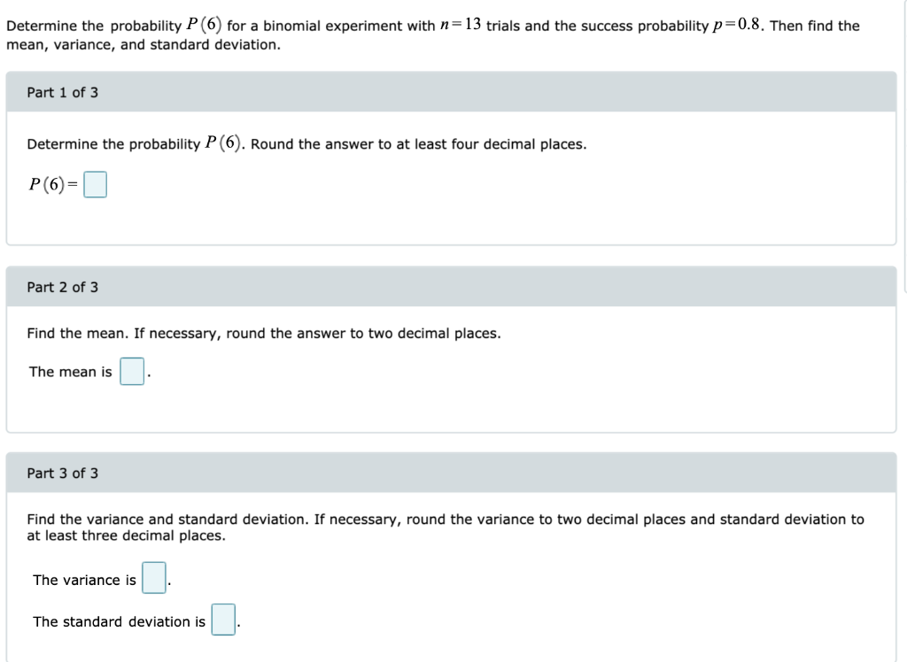 Solved Determine the probability P6) for a binomial | Chegg.com