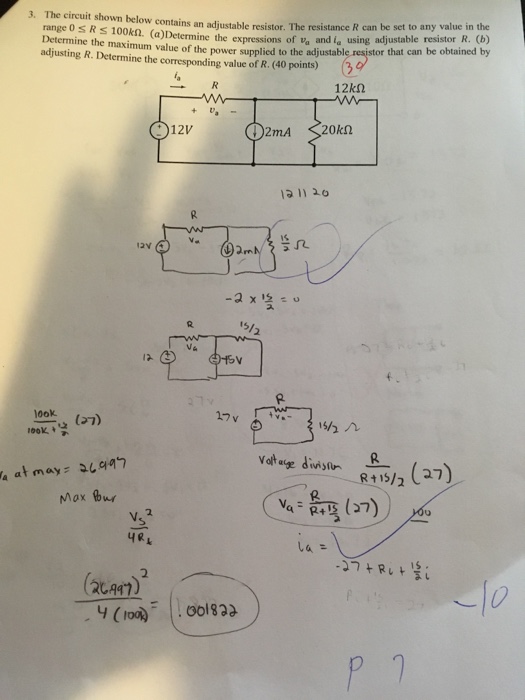 Solved The circuit shown below contains an adjustable | Chegg.com