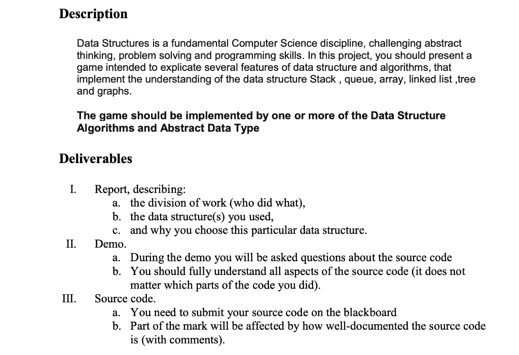 Solved Description Data Structures is a fundamental Computer | Chegg.com