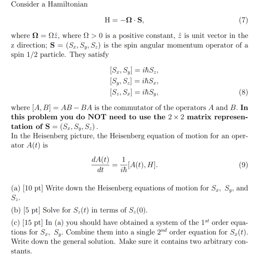 Solved Consider A Hamiltonian H 12 S 7 Where 12 122 Chegg Com