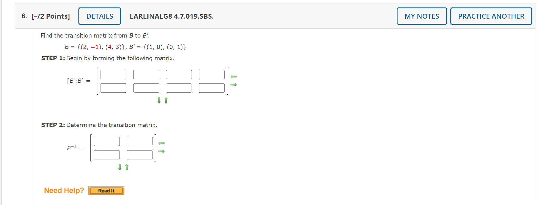 Solved Find The Transition Matrix From B To B′. | Chegg.com