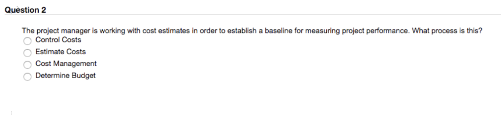 Solved Question 2 The project manager is working with cost | Chegg.com