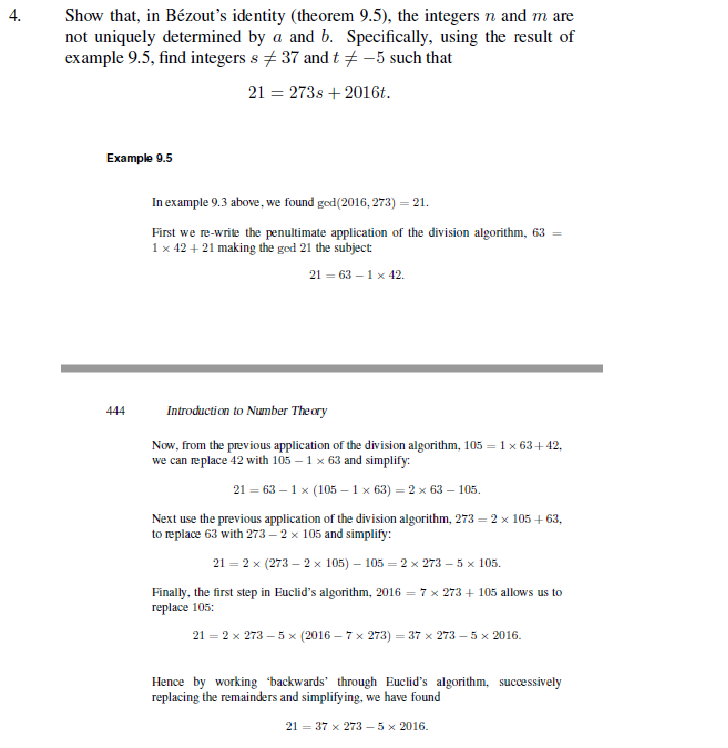 Solved 4. Show That, In Bézout's Identity (theorem 9.5), The | Chegg.com